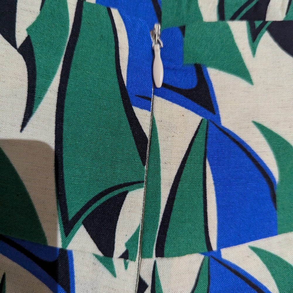ZARA Regatta Tan Blue Green Printed Zipper Back Linen Blend Shorts Size XXL NWOT - Picture 6 of 14